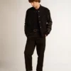 Pantaloni chino negri din bumbac pentru bărbați