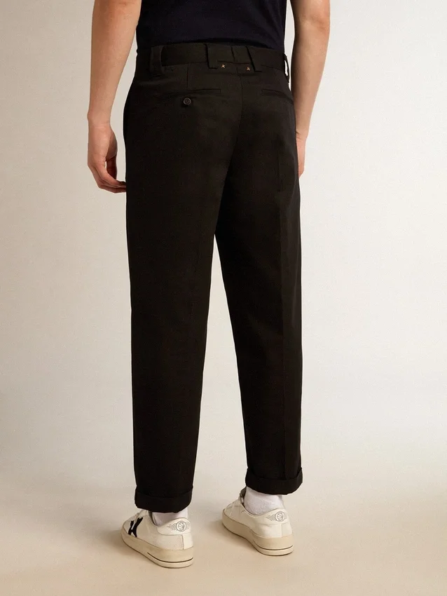 Pantaloni chino negri din bumbac pentru bărbați