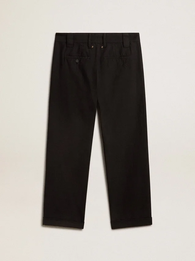Pantaloni chino negri din bumbac pentru bărbați
