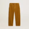 Pantaloni chino pentru băieți, de culoare tutun, cu broderie