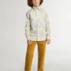 Pantaloni chino pentru băieți, de culoare tutun, cu broderie