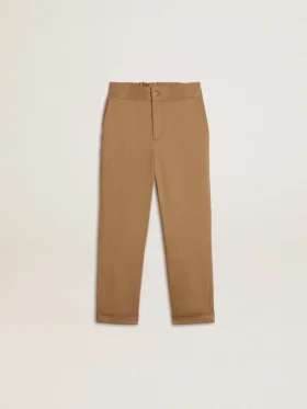 Pantaloni chino pentru copii din bumbac de culoare tutun
