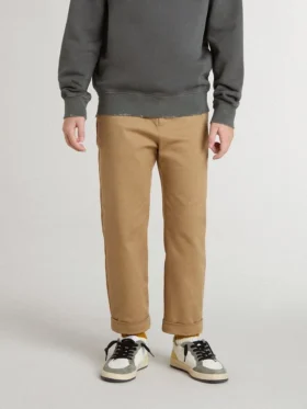 Pantaloni chino pentru copii din bumbac de culoare tutun