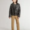 Pantaloni chino pentru copii din bumbac de culoare tutun