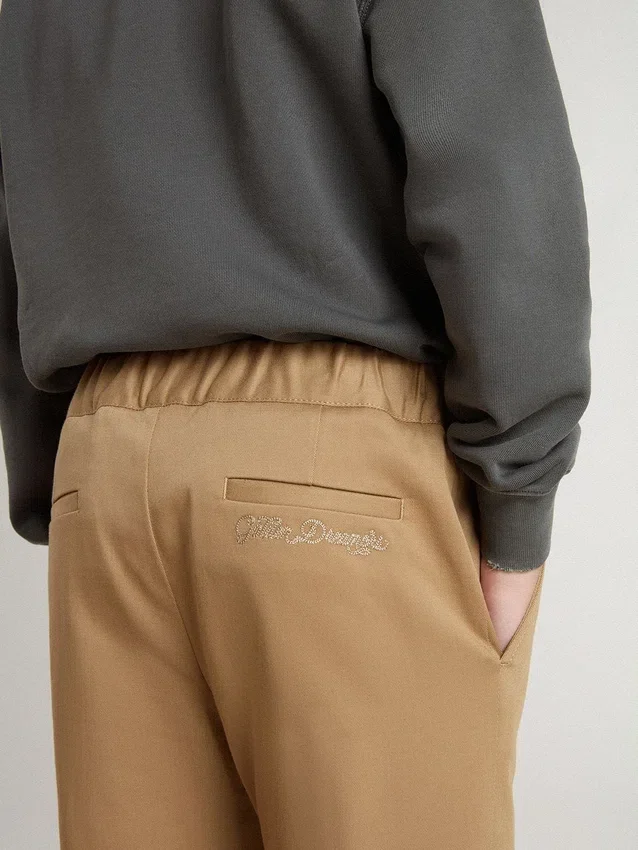 Pantaloni chino pentru copii din bumbac de culoare tutun