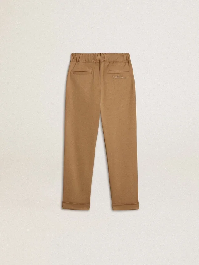 Pantaloni chino pentru copii din bumbac de culoare tutun