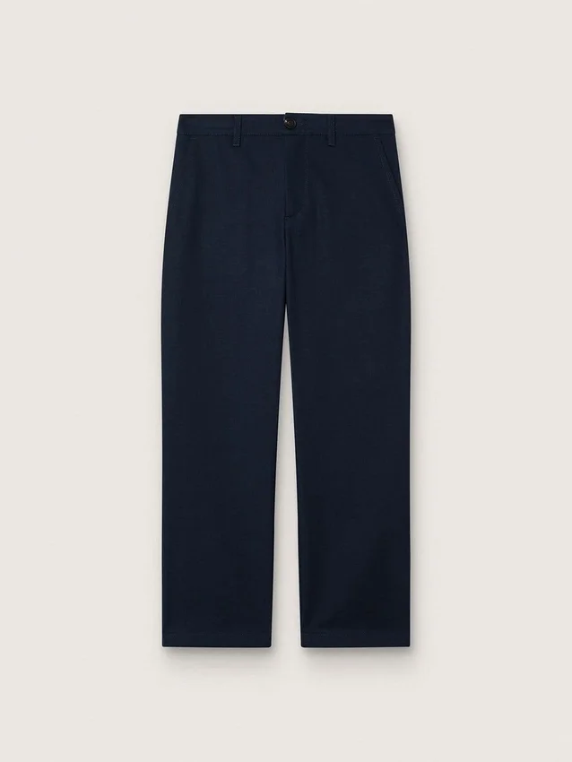 Pantaloni chino unisex Journey din pânză de bumbac albastră cu logo brodat
