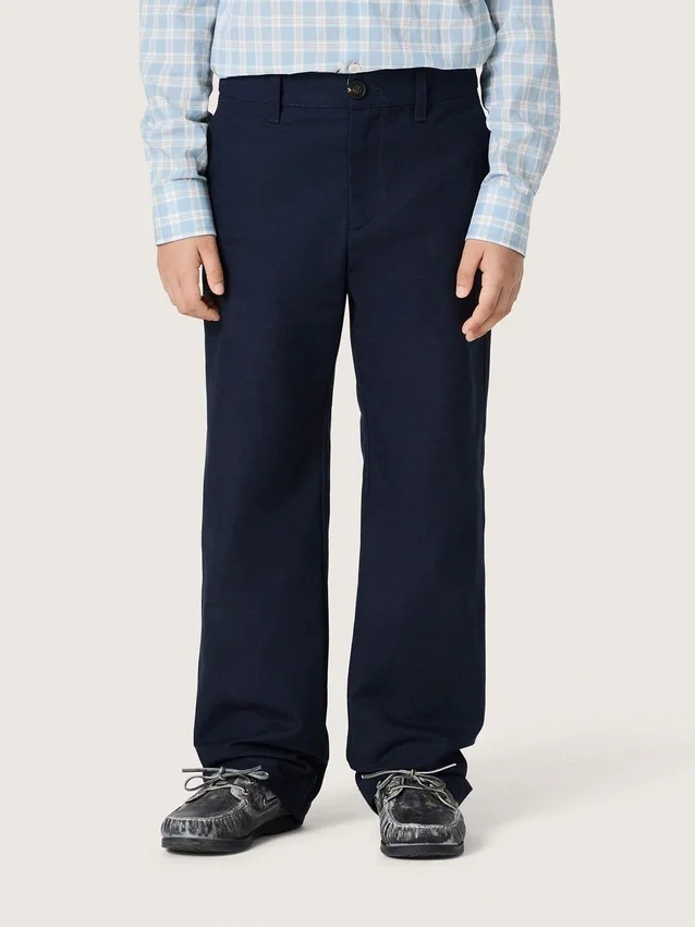 Pantaloni chino unisex Journey din pânză de bumbac albastră cu logo brodat