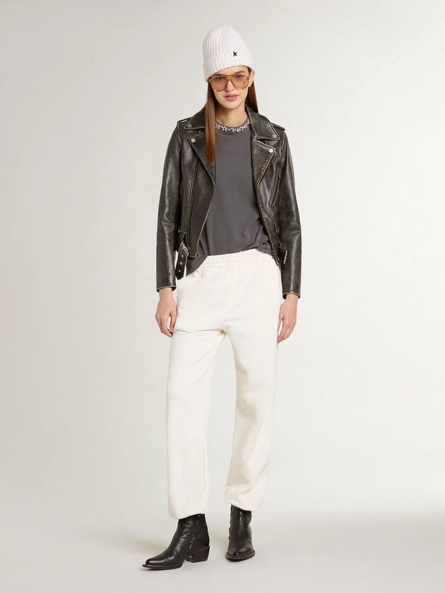 Pantaloni de jogging albi