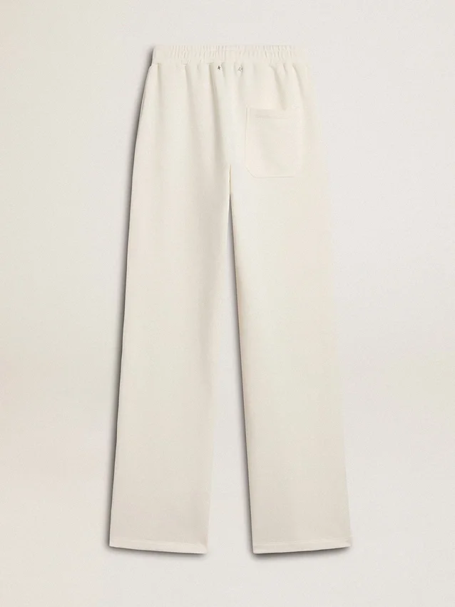 Pantaloni de jogging albi din bumbac pentru femei