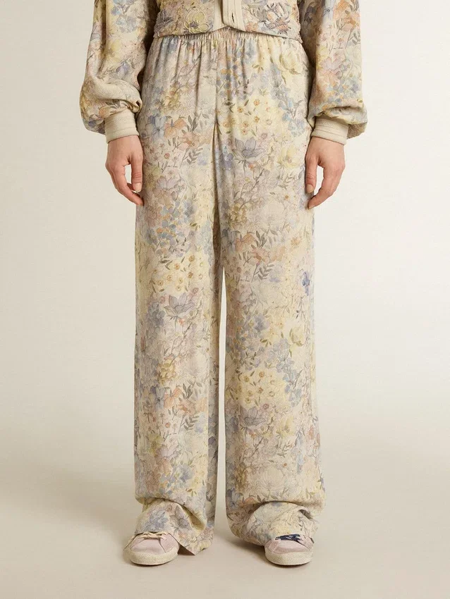 Pantaloni de jogging multicolori pentru femei, cu imprimeu floral