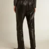 Pantaloni de jogging negri din piele nappa, cu fermoar la bază