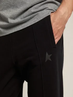 Pantaloni de jogging negri pentru bărbați, cu stea pe partea din față