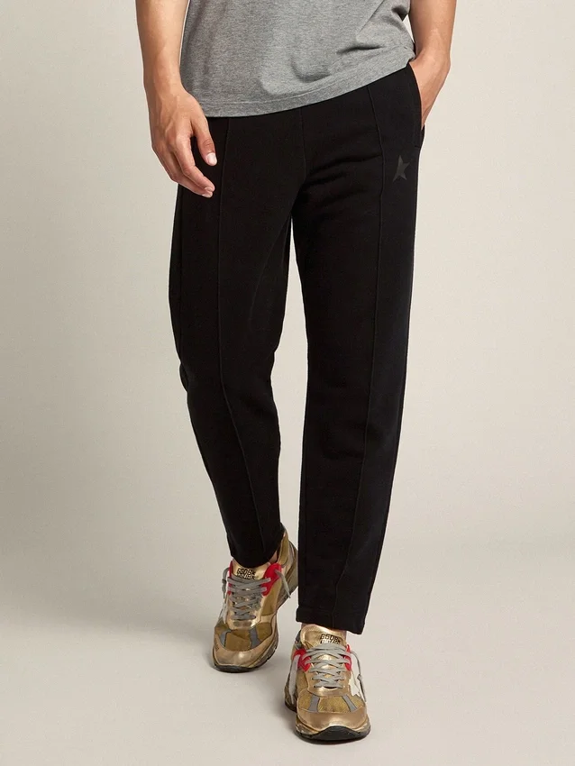 Pantaloni de jogging negri pentru bărbați, cu stea pe partea din față