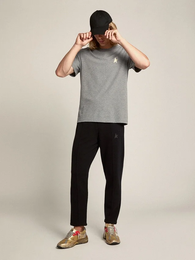 Pantaloni de jogging negri pentru bărbați, cu stea pe partea din față