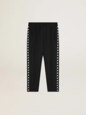 Pantaloni de jogging negri pentru bărbați, cu stele albe pe laterale