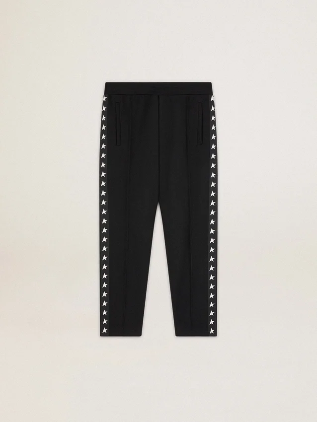 Pantaloni de jogging negri pentru bărbați, cu stele albe pe laterale