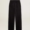 Pantaloni de jogging negri pentru femei, cu imprimeu toile de jouy ton pe ton
