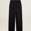 Pantaloni de jogging negri pentru femei, cu imprimeu toile de jouy ton pe ton