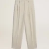 Pantaloni de jogging pentru bărbați din amestec de lână de culoare kaki