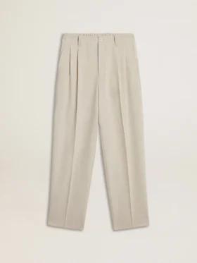 Pantaloni de jogging pentru bărbați din amestec de lână de culoare kaki