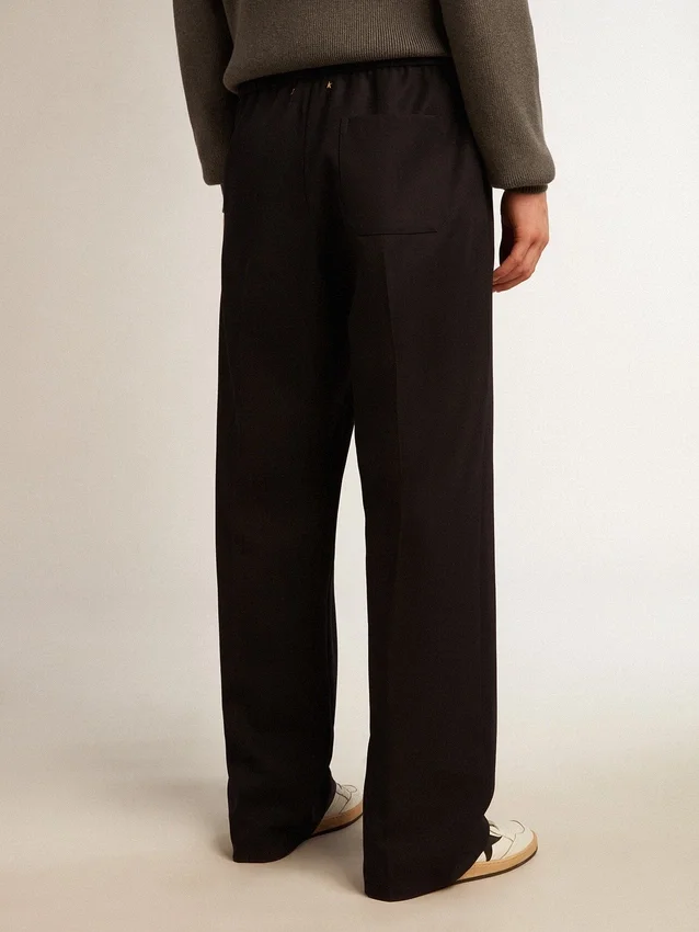 Pantaloni de jogging pentru bărbați din lână albastru închis
