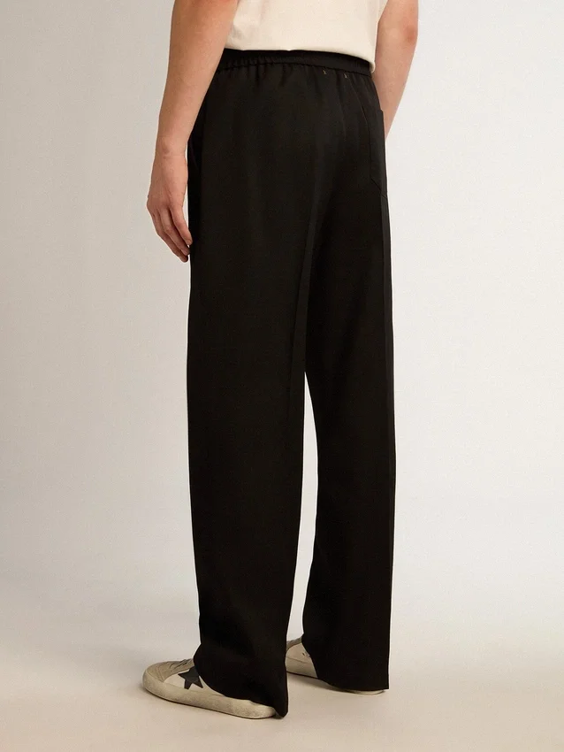 Pantaloni de jogging pentru bărbați din lână neagră