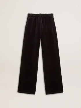 Pantaloni de jogging pentru femei din amestec de bumbac cu efect de catifea