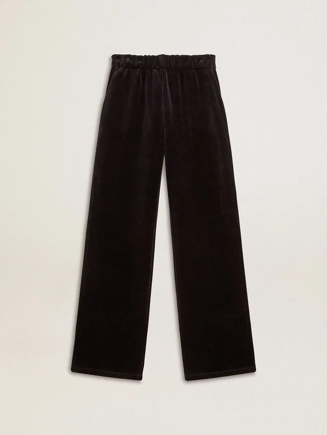 Pantaloni de jogging pentru femei din amestec de bumbac cu efect de catifea