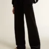 Pantaloni de jogging pentru femei din amestec de bumbac cu efect de catifea