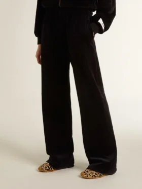 Pantaloni de jogging pentru femei din amestec de bumbac cu efect de catifea