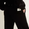 Pantaloni de jogging pentru femei din amestec de bumbac cu efect de catifea