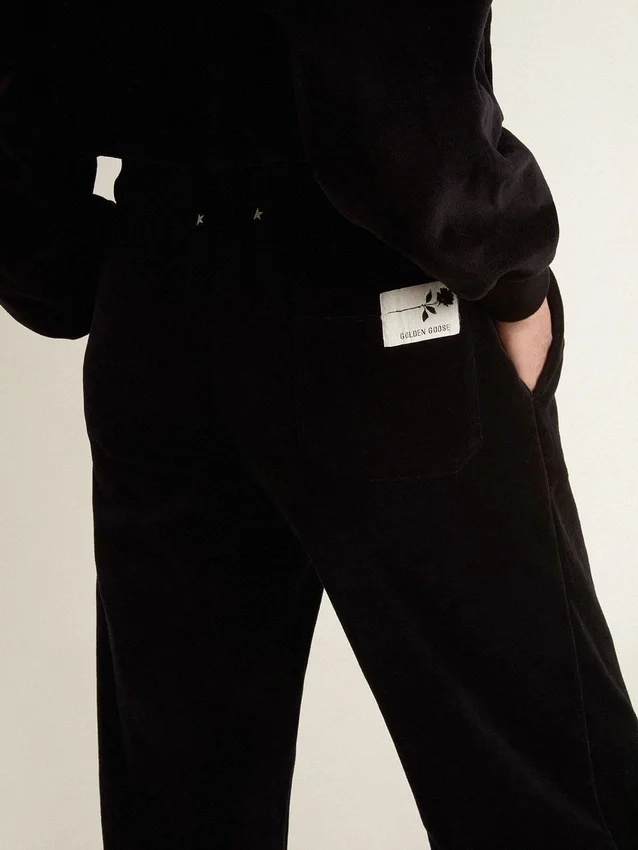 Pantaloni de jogging pentru femei din amestec de bumbac cu efect de catifea