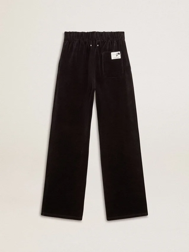 Pantaloni de jogging pentru femei din amestec de bumbac cu efect de catifea