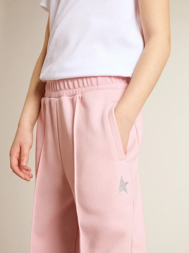 Pantaloni de jogging roz cu stea strălucitoare pe partea din față