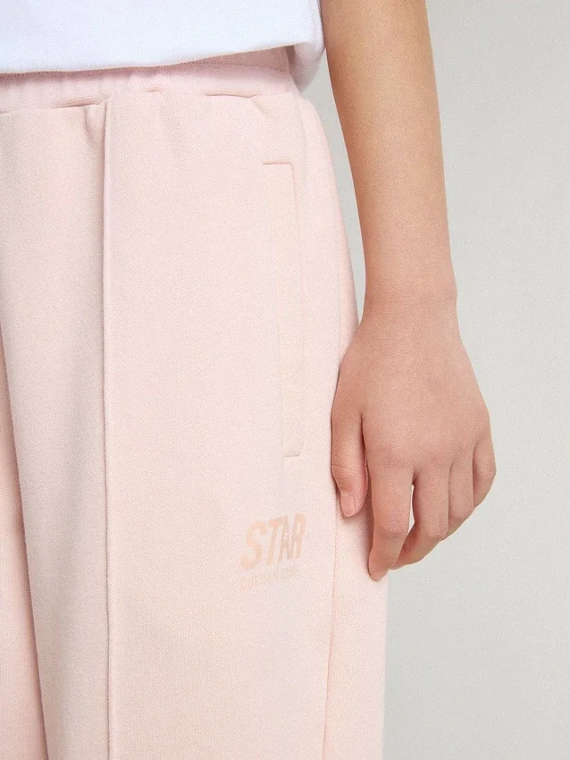 Pantaloni de jogging roz pentru fete, cu imprimeu