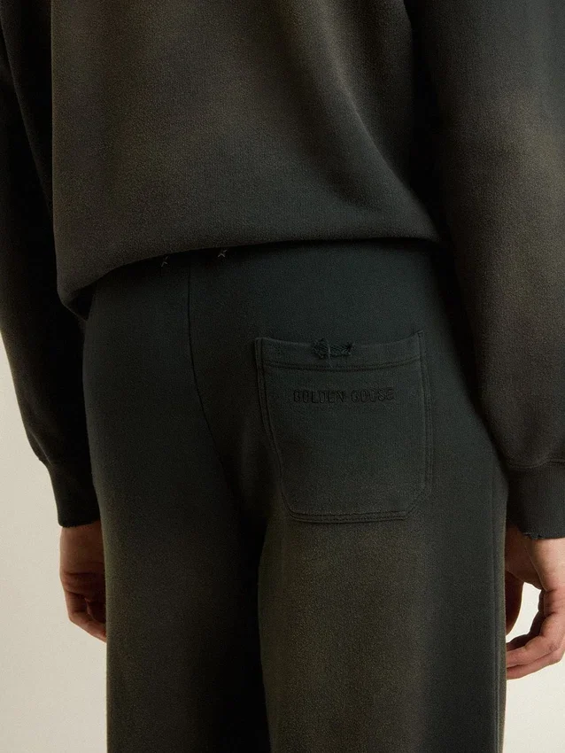 Pantaloni de jogging unisex negri, cu aspect spălat