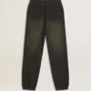 Pantaloni de jogging unisex negri, cu aspect spălat