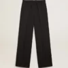 Pantaloni de trening pentru femei din gabardină de lână albastru închis