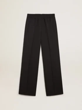 Pantaloni de trening pentru femei din gabardină de lână albastru închis