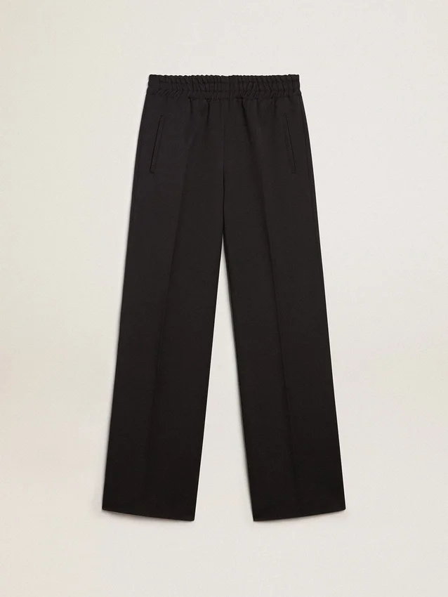 Pantaloni de trening pentru femei din gabardină de lână albastru închis