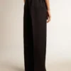 Pantaloni de trening pentru femei din gabardină de lână albastru închis
