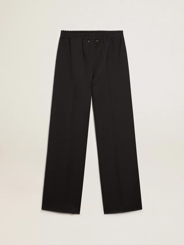 Pantaloni de trening pentru femei din gabardină de lână albastru închis