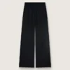 Pantaloni de trening pentru femei din twill de lână negru cu broderie cu paiete