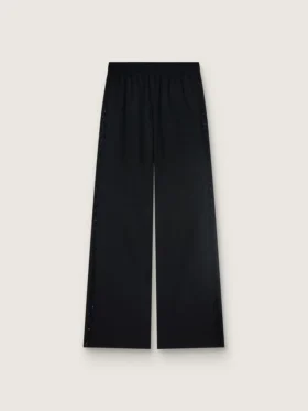 Pantaloni de trening pentru femei din twill de lână negru cu broderie cu paiete
