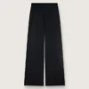 Pantaloni de trening pentru femei din twill de lână negru cu broderie cu paiete