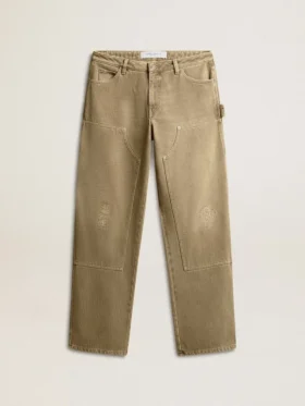 Pantaloni din bumbac cu efect uzat pentru femei