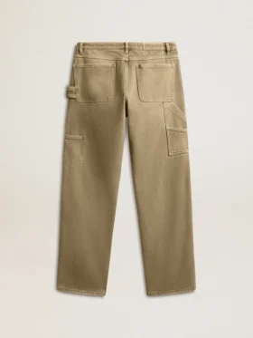 Pantaloni din bumbac cu efect uzat pentru femei
