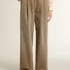 Pantaloni din bumbac de culoare kaki pentru femei