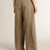 Pantaloni din bumbac de culoare kaki pentru femei